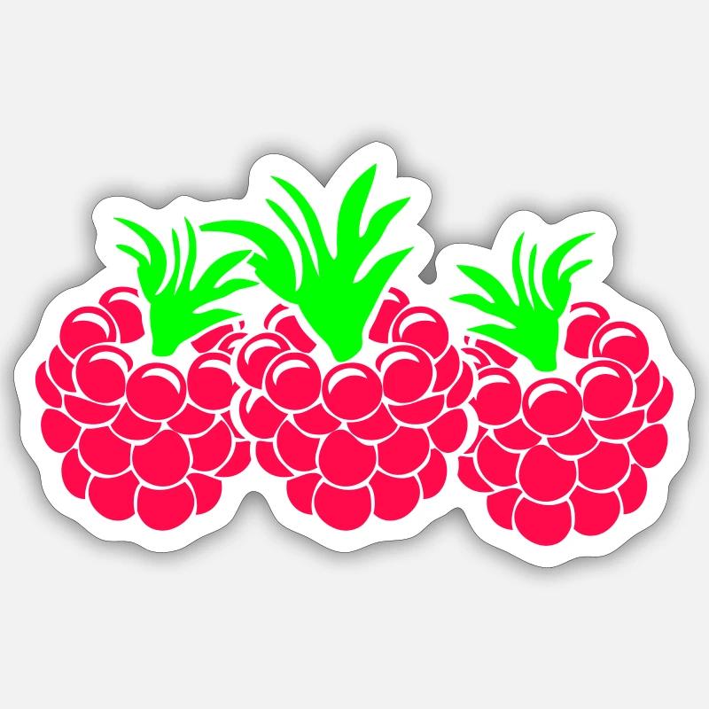 Framboises - Sticker taille S (10 x 10 cm) - blanc mat