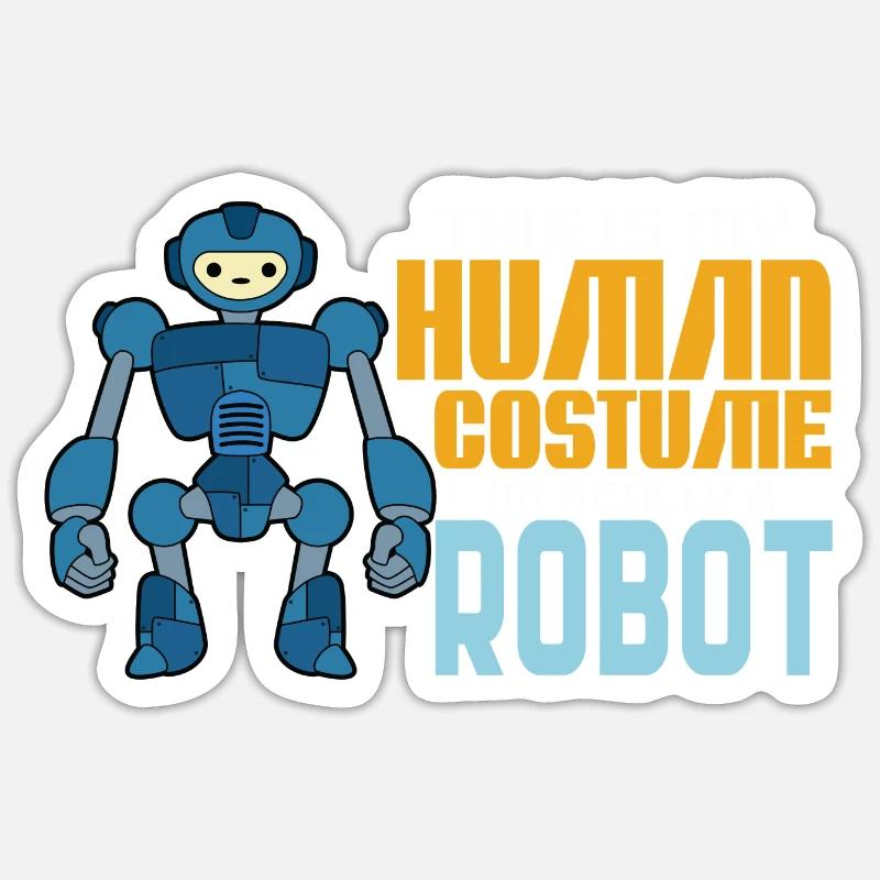 Roboter - Sticker Größe S (10 x 10 cm) - Mattweiß