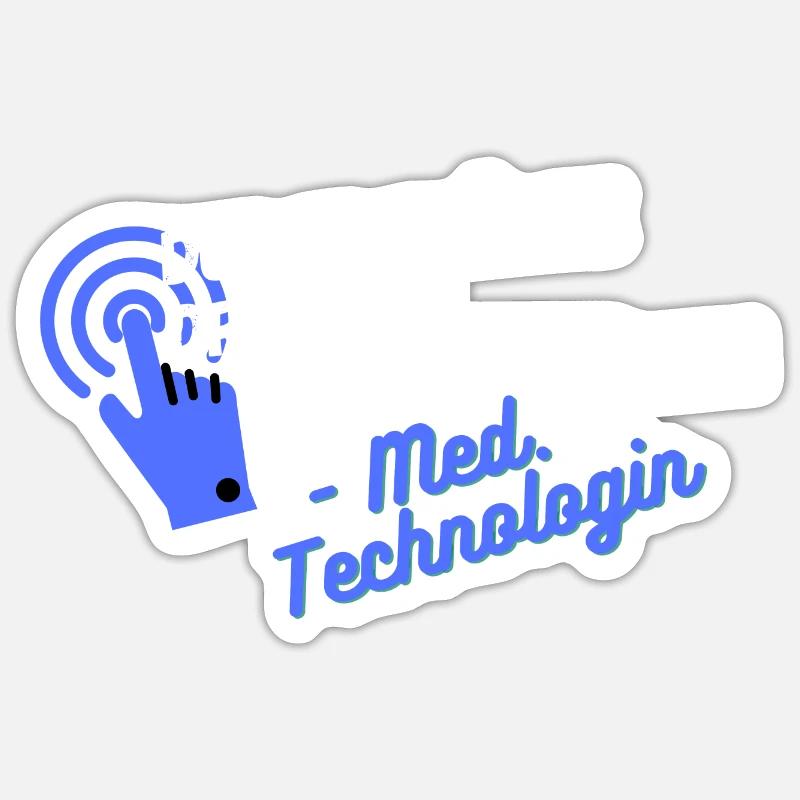 Durch Knöpfe drücken Leben... Med. Technologe MTRA - Sticker Größe S (10 x 10 cm) - Mattweiß