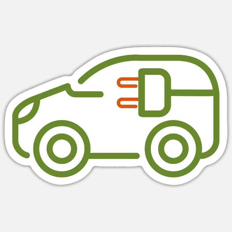 e car elektro auto grün elektrisch e auto - Sticker Größe S (10 x 10 cm) - Mattweiß