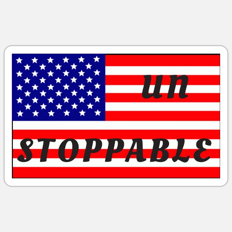 Imparable, drapeau américain - Sticker taille S (10 x 10 cm) - blanc mat