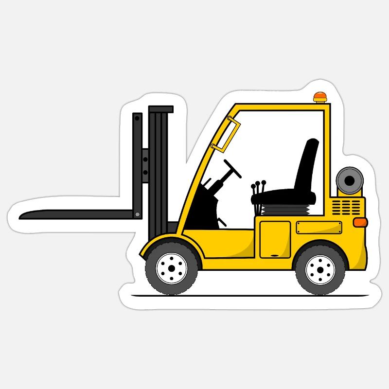 Chariot élévateur Jaune - Sticker taille S (10 x 10 cm) - blanc mat