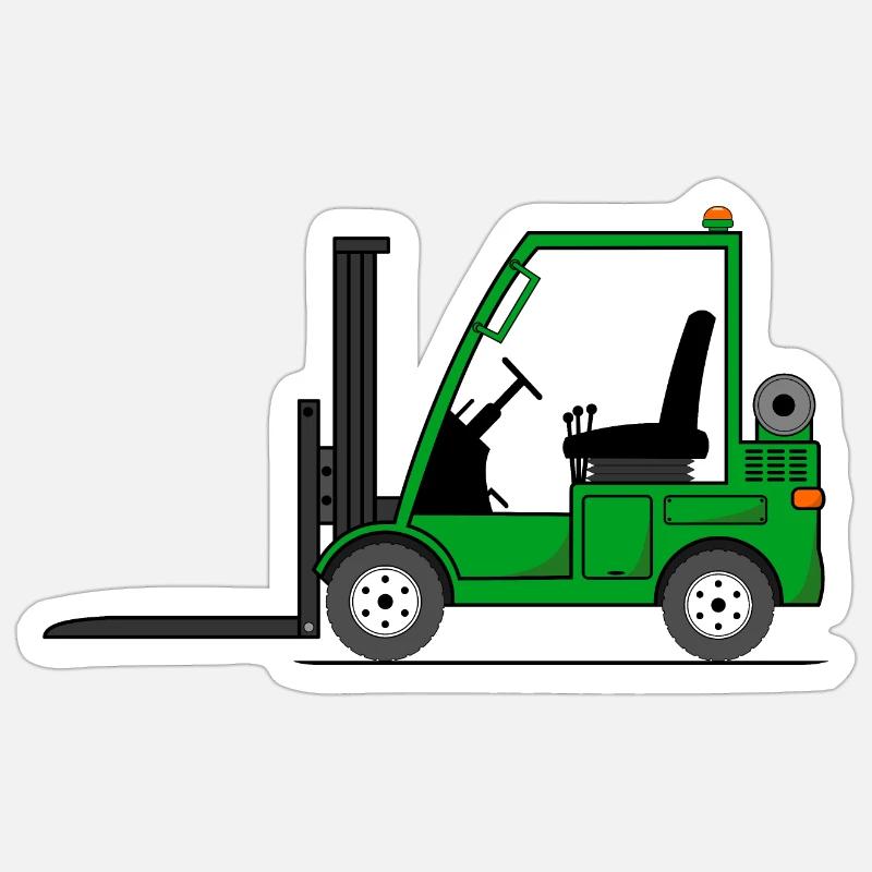 Chariot élévateur Vert - Sticker taille S (10 x 10 cm) - blanc mat