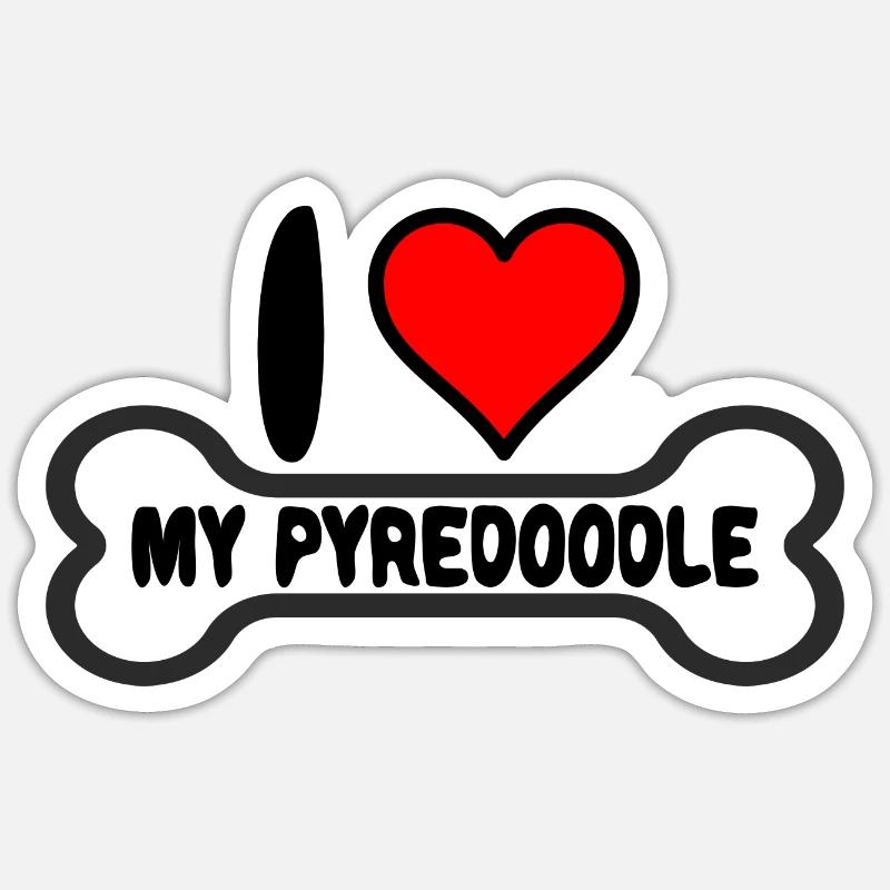 Pyredoodle standard J’aime mon Sticker taille S (10 x 10 cm)