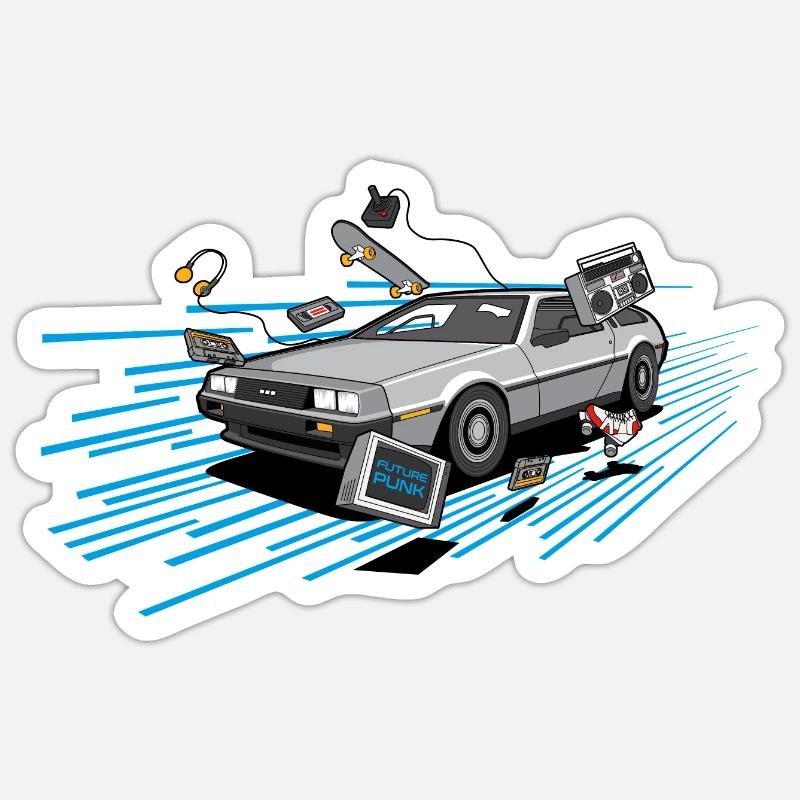 Delorean Oldtimer Youngtimer Retro Future blau 80s - Sticker Größe S (10 x 10 cm) - Mattweiß