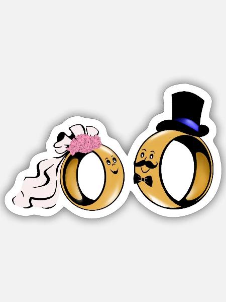 Brautringe Duo Love - Sticker Größe S (10 x 10 cm) - Mattweiß