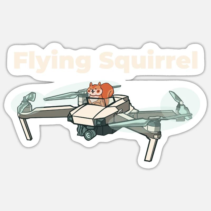 Flughörnchen - Eichhörnchen in Quadrocopter Sticker Größe S (10 x 10 cm)