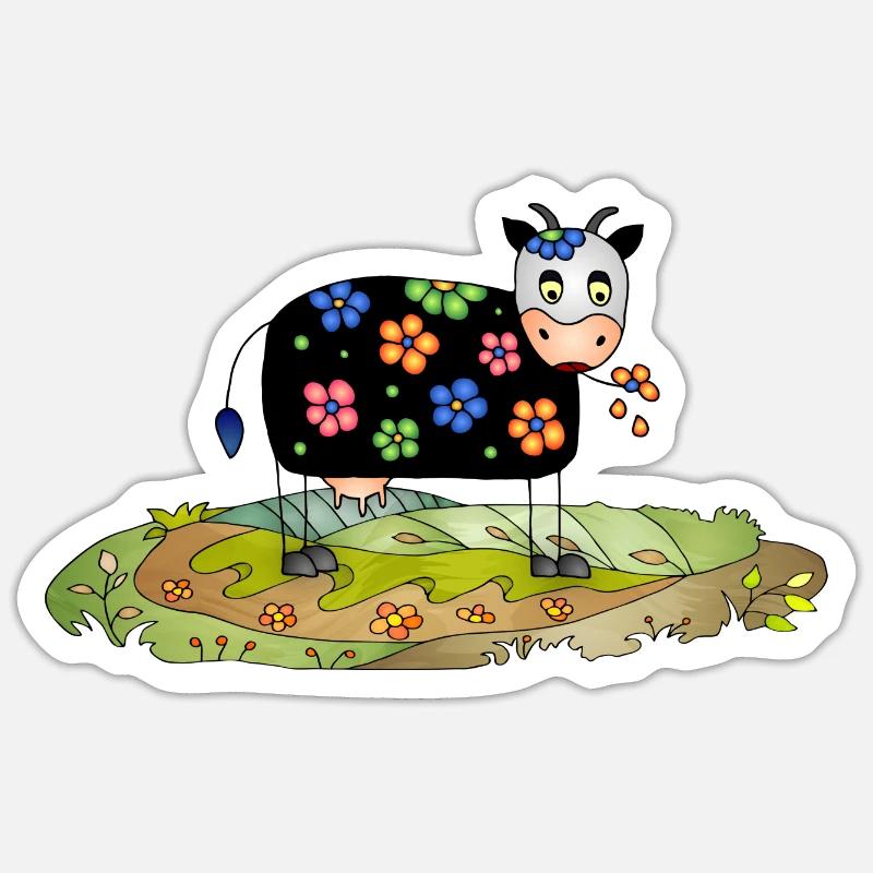Vache - Sticker taille S (10 x 10 cm) - blanc mat