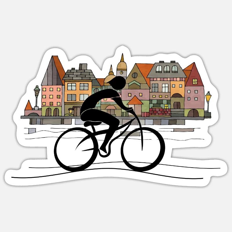 Radfahrer - Sticker Größe S (10 x 10 cm) - Mattweiß