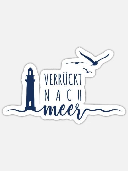 Verrückt nach Meer - Wellen Nordsee - Sticker Größe S (10 x 10 cm) - Mattweiß