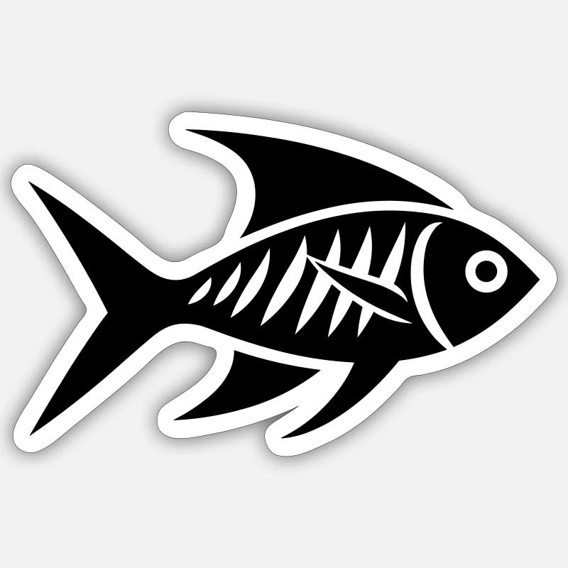 poisson - Sticker taille S (10 x 10 cm) - blanc mat