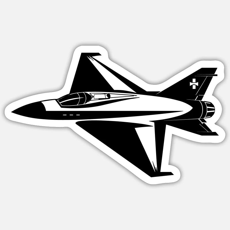 Fighter jet - Sticker size S (10 x 10 cm) - white matte