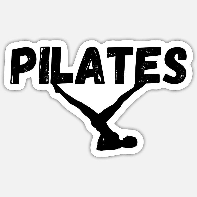 Femme Pilates - Sticker taille S (10 x 10 cm) - blanc mat