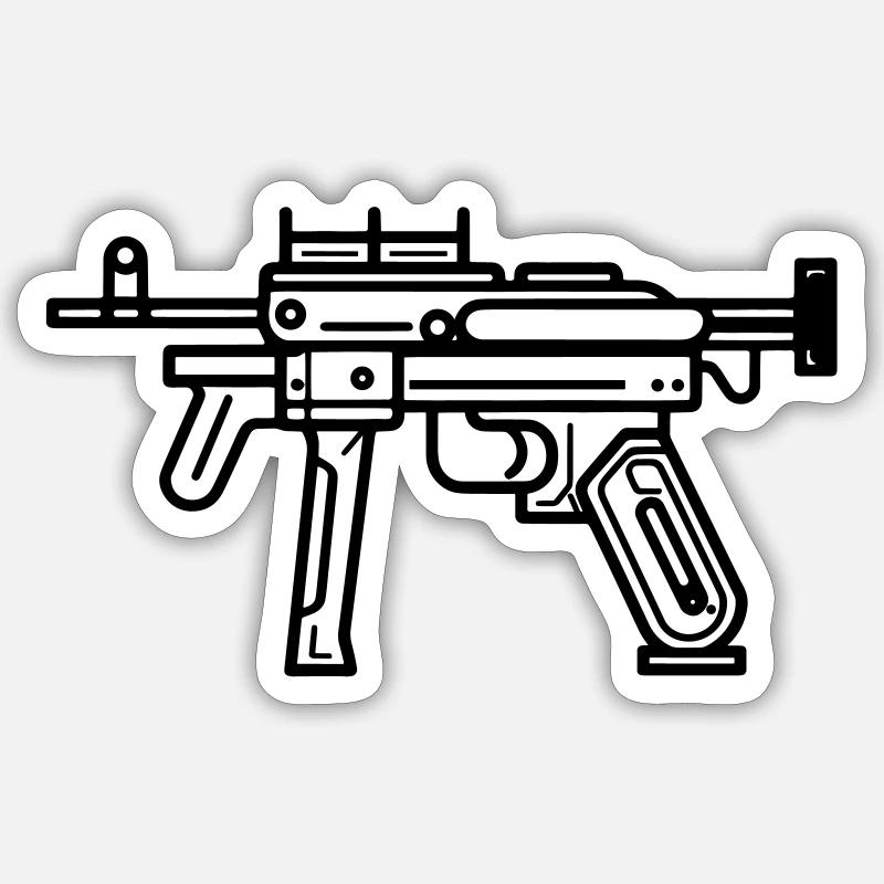 submachine gun - Sticker size S (10 x 10 cm) - white matte