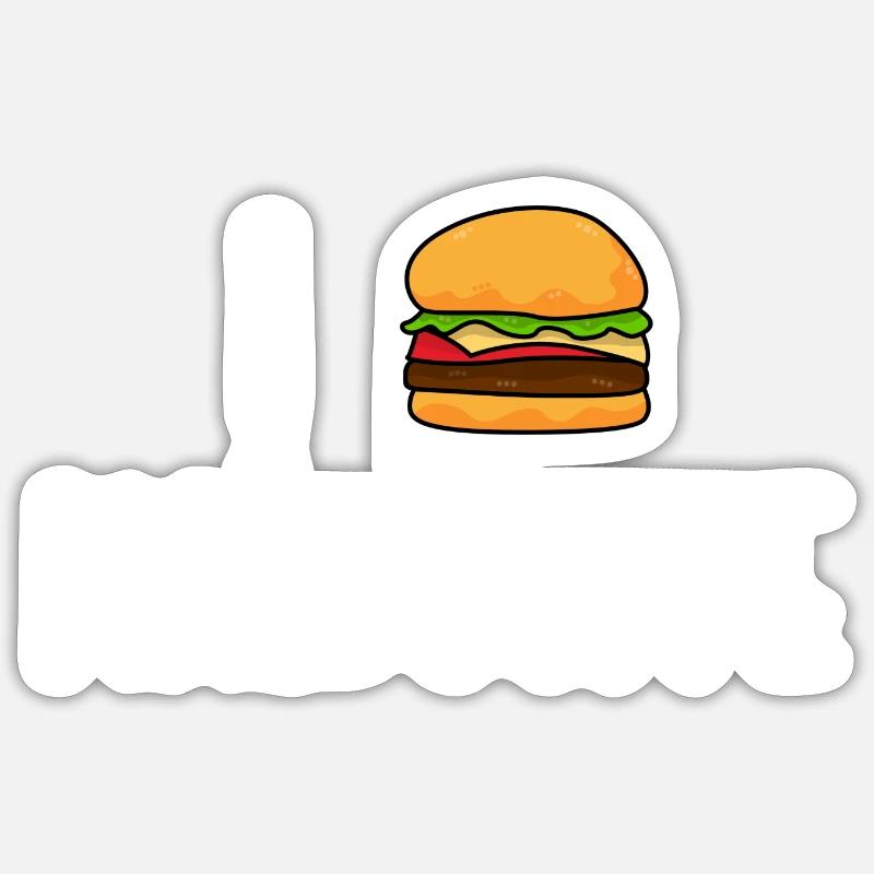 i love malbouffe - Sticker taille S (10 x 10 cm) - blanc mat