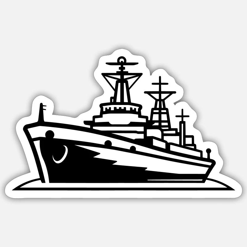 Bateau de combat - Sticker taille S (10 x 10 cm) - blanc mat