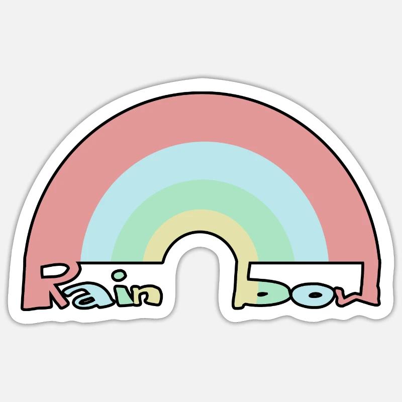 Lettrage pastel arc-en-ciel - Sticker taille S (10 x 10 cm) - blanc mat