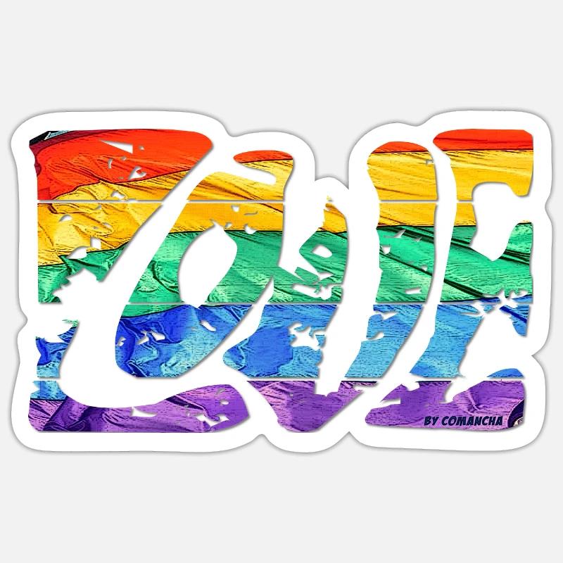 Drapeau arc-en-ciel d’amour Sticker taille S (10 x 10 cm)