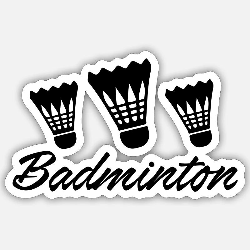 badminton - Sticker taille S (10 x 10 cm) - blanc mat
