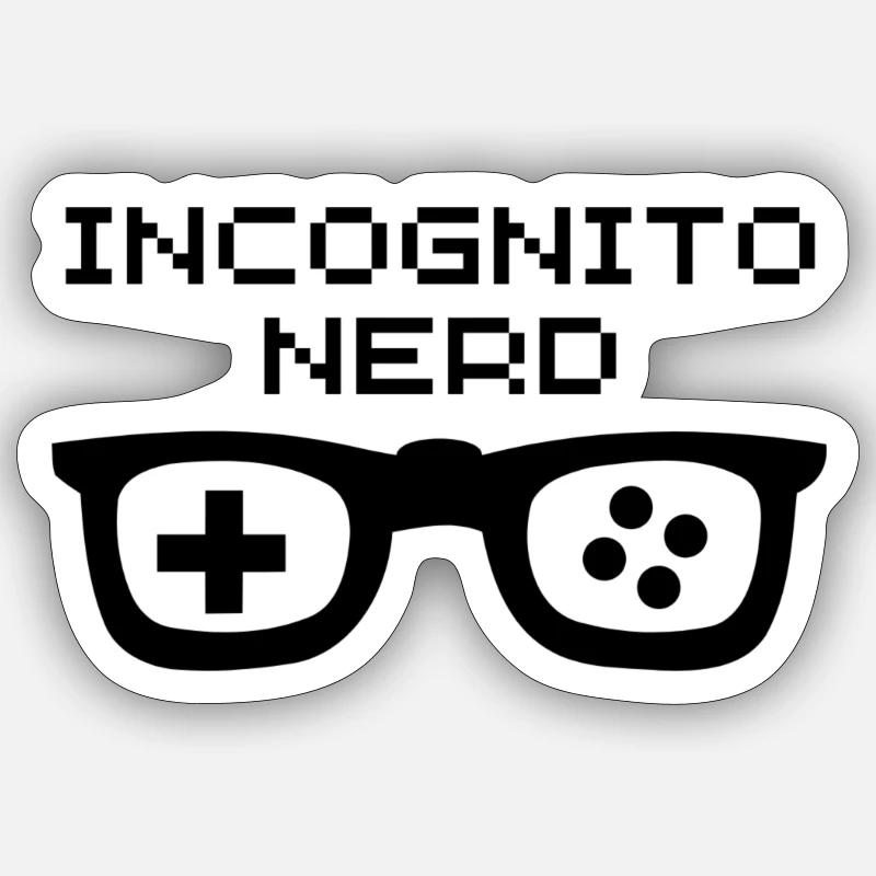 Incognito Nerd (Schwarz) Sticker Größe S (10 x 10 cm)