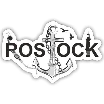 Rostock mit Schriftzug und Anker - Sticker Größe S (10 x 10 cm) - Mattweiß - Vorne