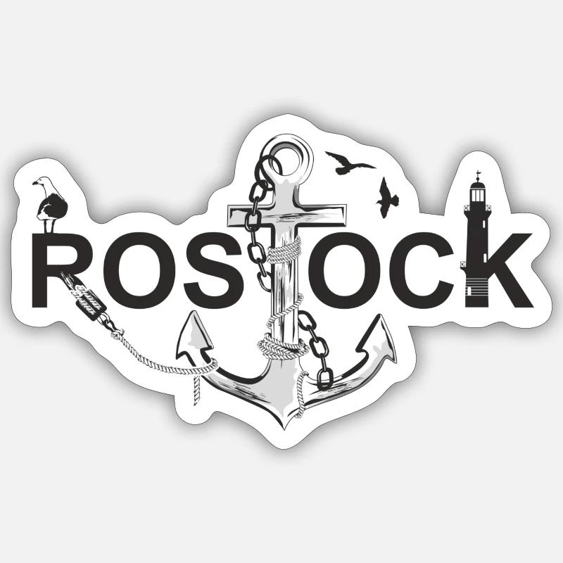Rostock mit Schriftzug und Anker Sticker Größe S (10 x 10 cm)