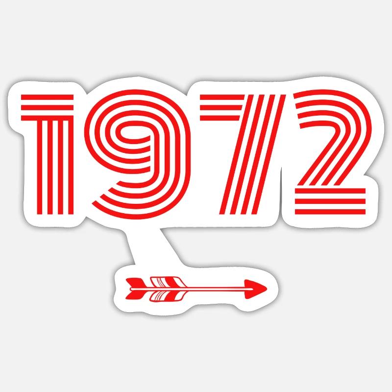 Né en 1972 - Sticker taille S (10 x 10 cm) - blanc mat