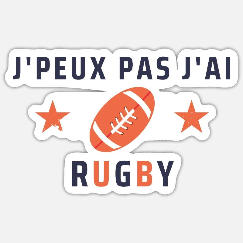 j'peux pas j'ai rugby - Sticker taille S (10 x 10 cm) - blanc mat