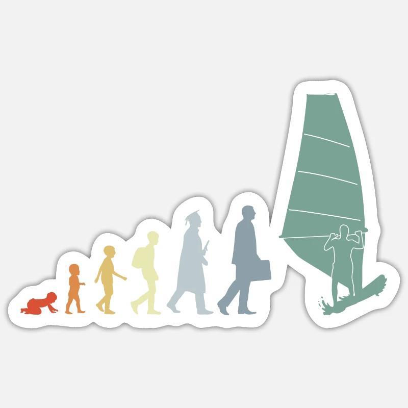 Vintage Windsurfer Evolution Sticker taille S (10 x 10 cm)