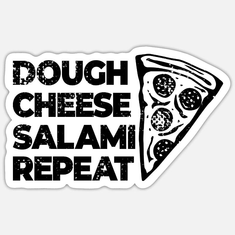 Pâte Fromage Salami Répéter - Sticker taille S (10 x 10 cm) - blanc mat