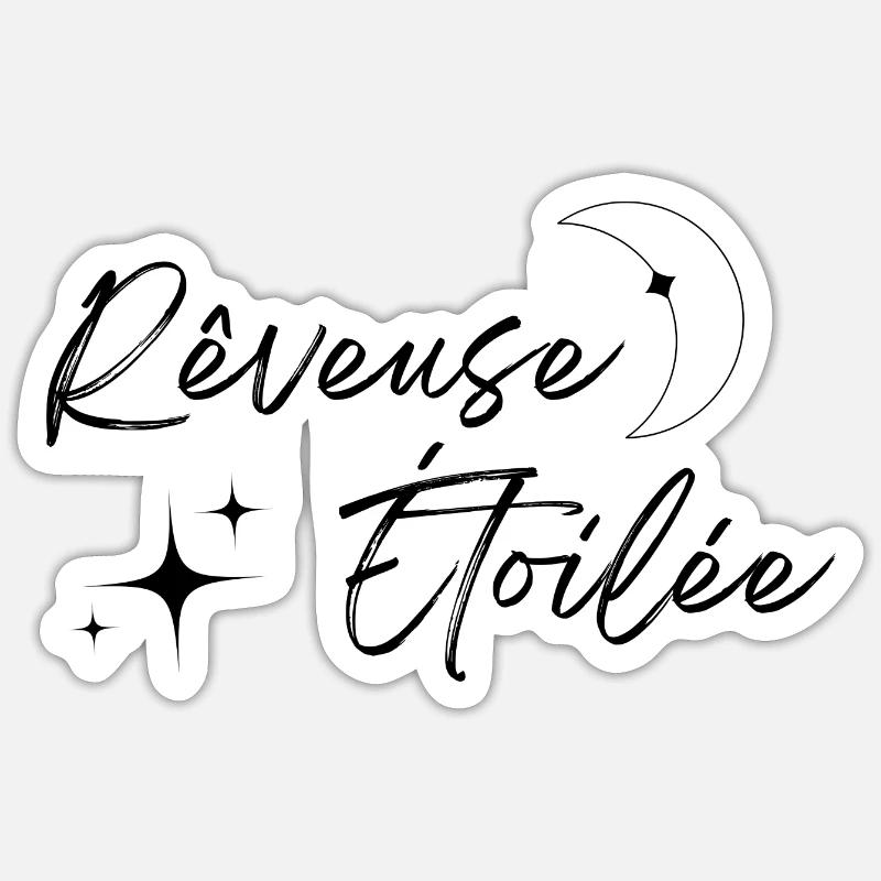 Rêveuse étoilée - Sticker taille S (10 x 10 cm) - blanc mat