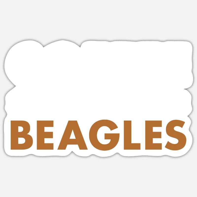 Café et Beagle - Sticker taille S (10 x 10 cm) - blanc mat