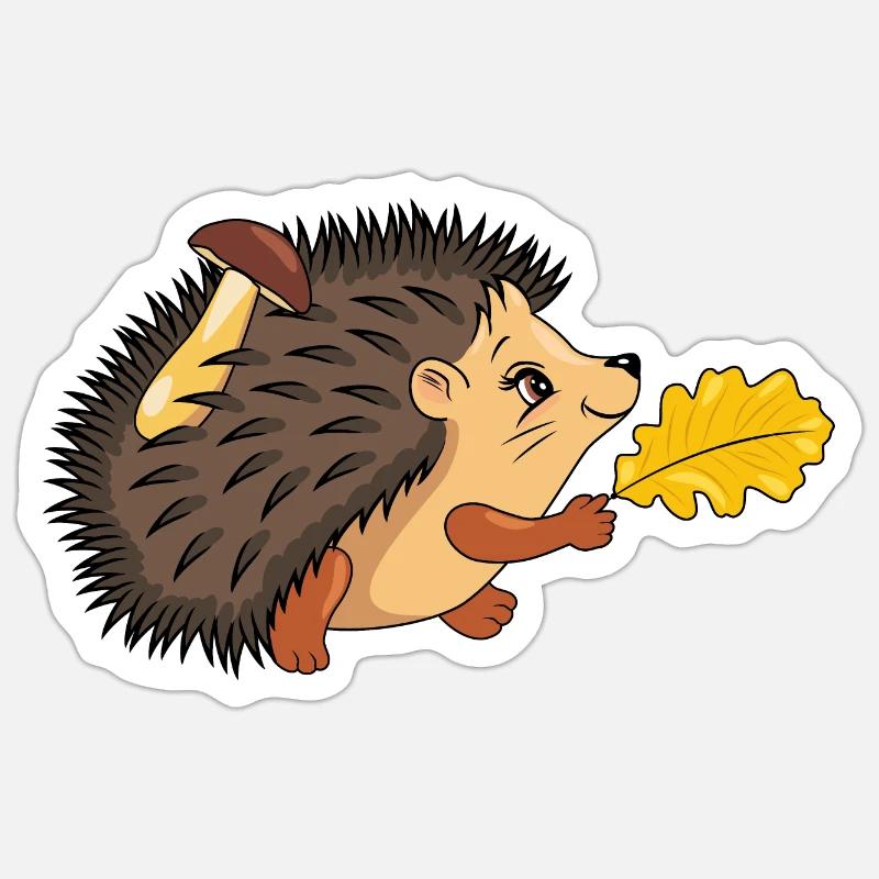 Hérisson heureux qui marche - Sticker taille S (10 x 10 cm) - blanc mat