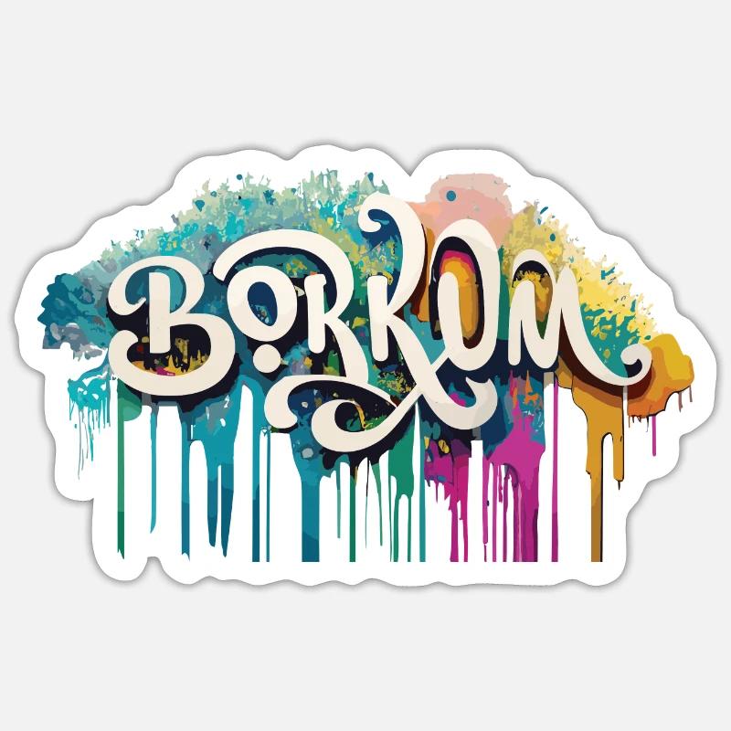 Borkum Graffiti lettrage - Sticker taille S (10 x 10 cm) - blanc mat