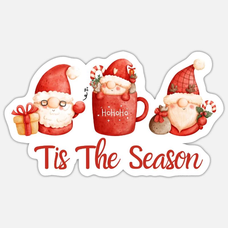 C’est la saison. Joyeux Noël. Cadeau de Noël - Sticker taille S (10 x 10 cm) - blanc mat
