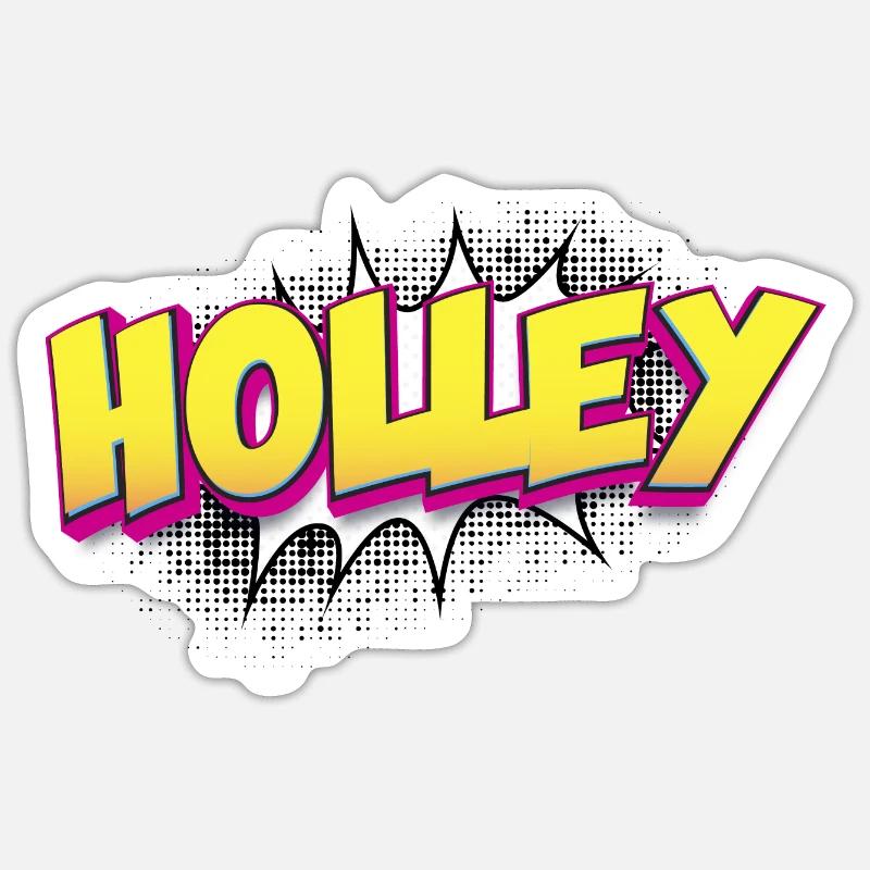 Holley benutzerdefinierter Name Comic-Stil Pop-Art, - Sticker Größe S (10 x 10 cm) - Mattweiß
