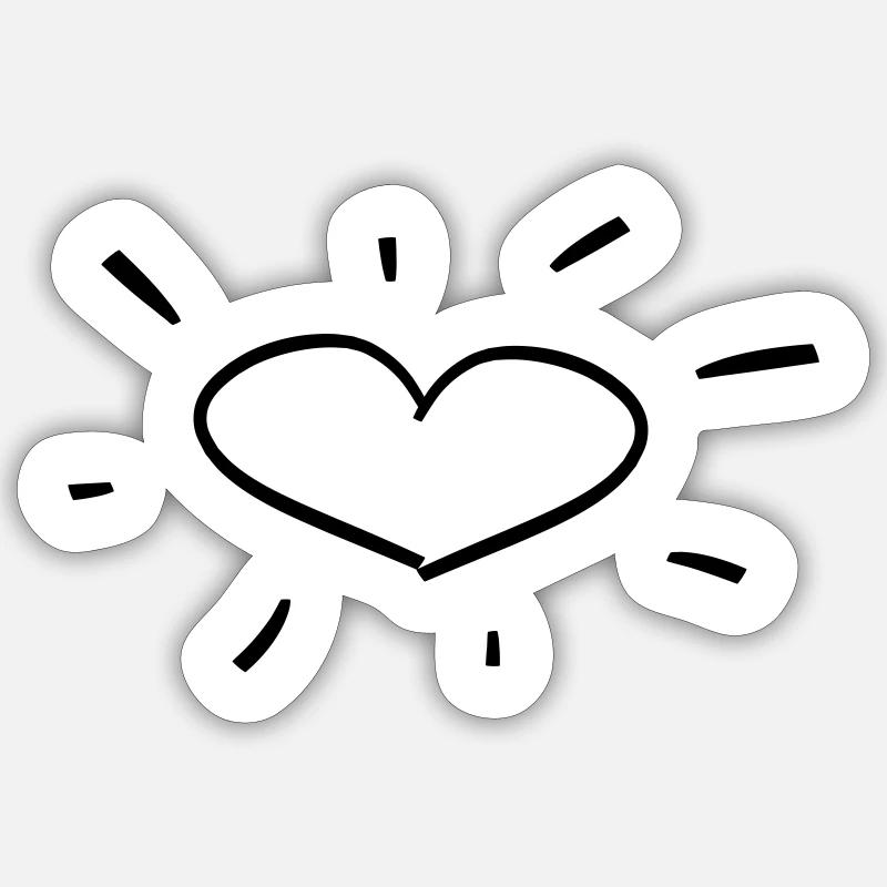 hand-drawn heart - Sticker size S (10 x 10 cm) - white matte