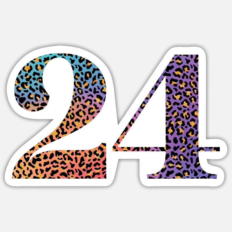 24th Birthday Leopard - Sticker size S (10 x 10 cm) - white matte