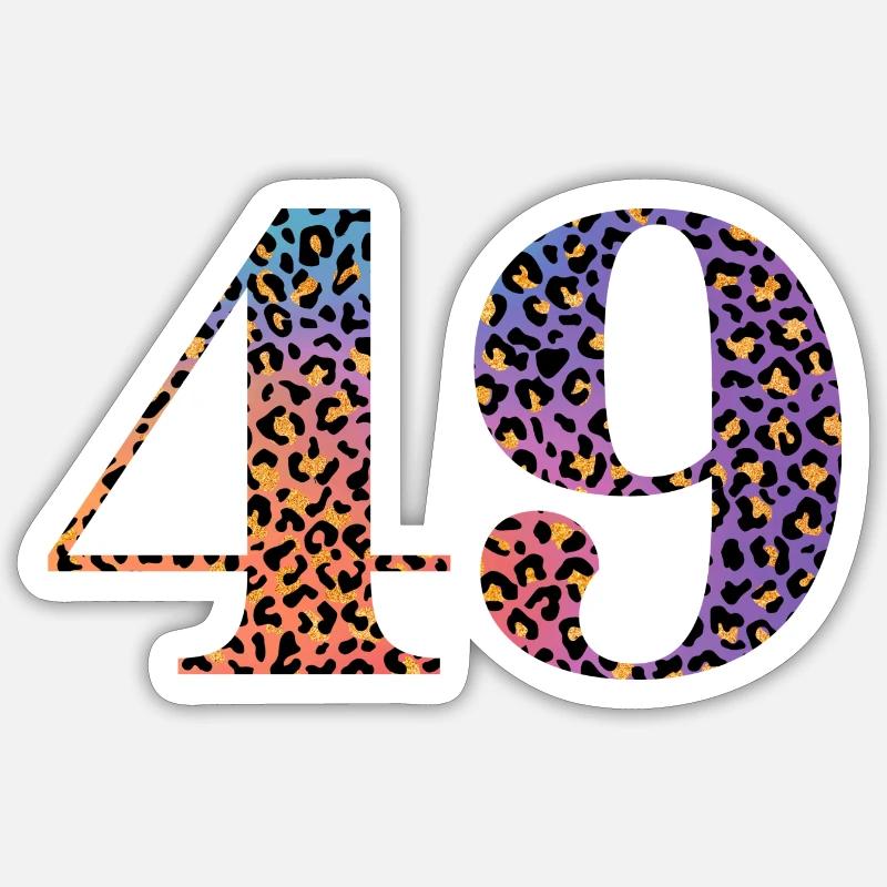 49e anniversaire léopard - Sticker taille S (10 x 10 cm) - blanc mat