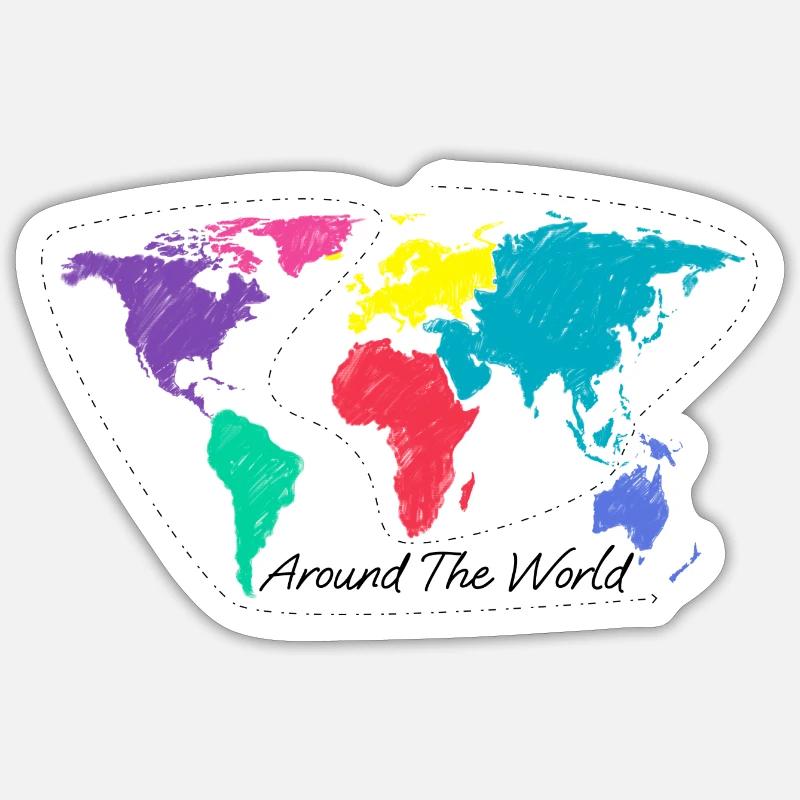 Around the World - Sticker Größe S (10 x 10 cm) - Mattweiß