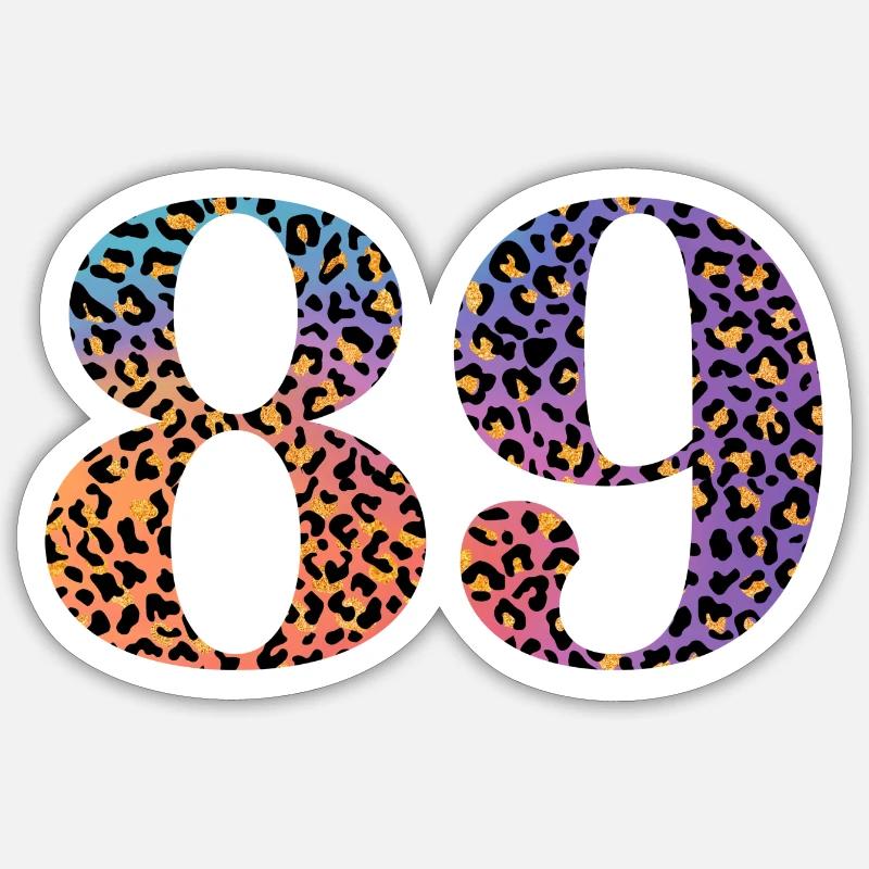 89e anniversaire léopard Sticker taille S (10 x 10 cm)