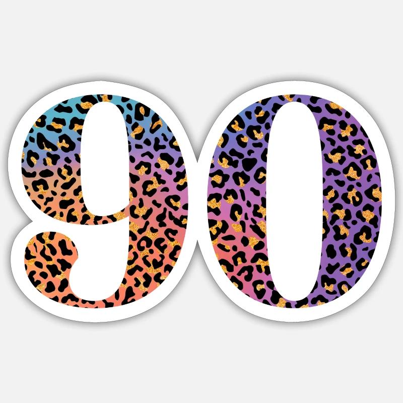 90th Birthday Leopard - Sticker size S (10 x 10 cm) - white matte