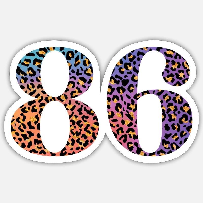 86. Geburtstag Leopard Sticker Größe S (10 x 10 cm)
