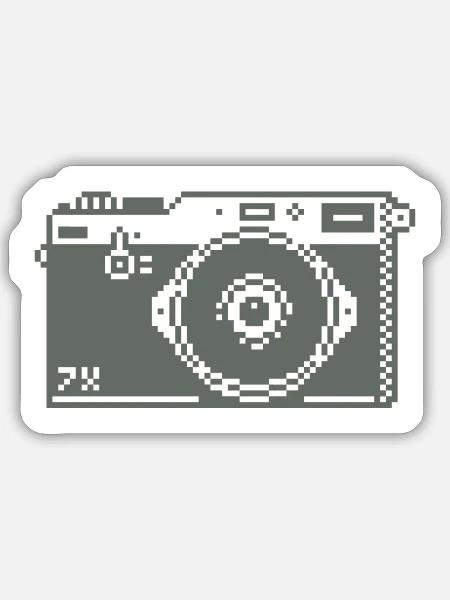 8bit pixel retro fotoapparat - Sticker Größe S (10 x 10 cm) - Mattweiß
