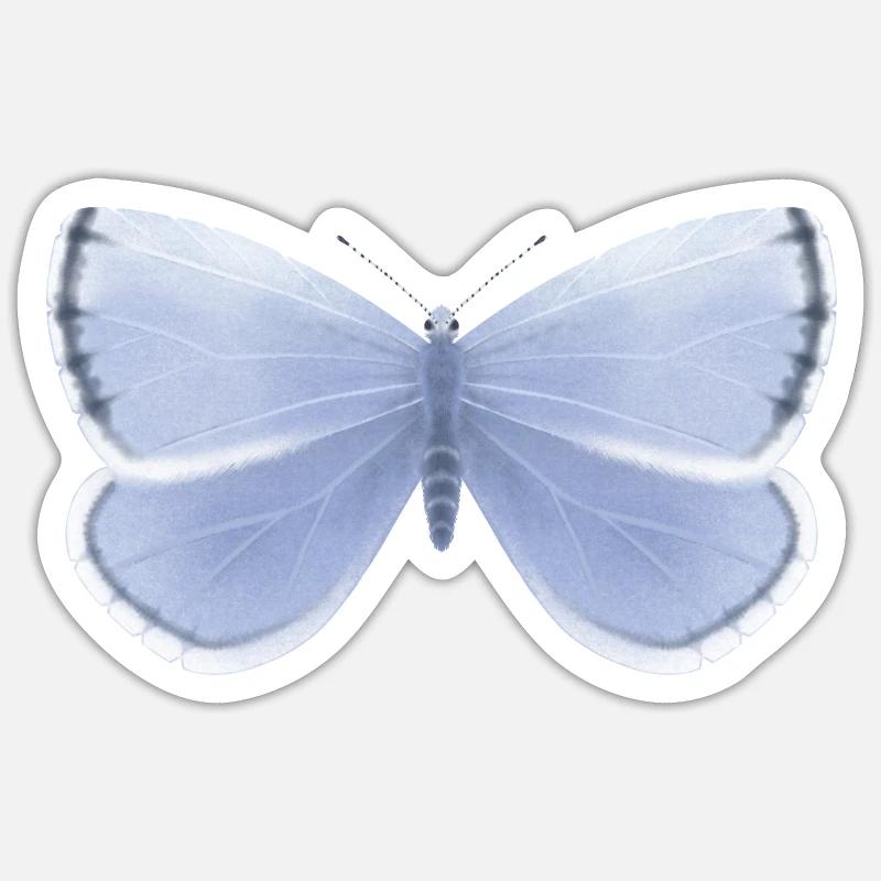 Papillon bleu - Sticker taille S (10 x 10 cm) - blanc mat
