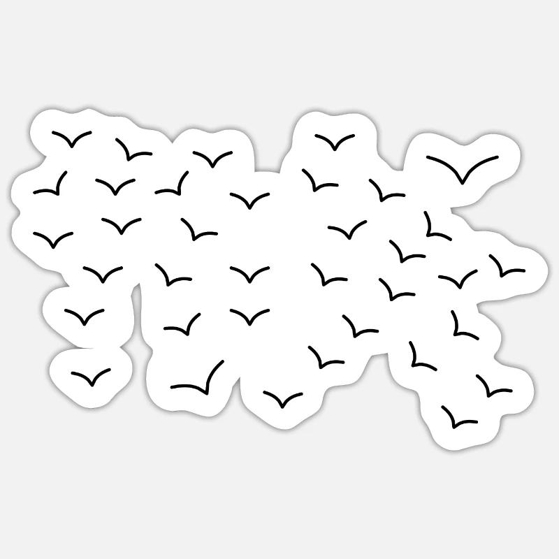 Oiseaux en vol - Natural Elegance - Sticker taille S (10 x 10 cm) - blanc mat
