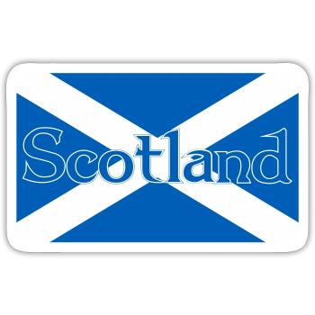 Scotland Flag with text on top - Sticker size S (10 x 10 cm) - white matte - Front