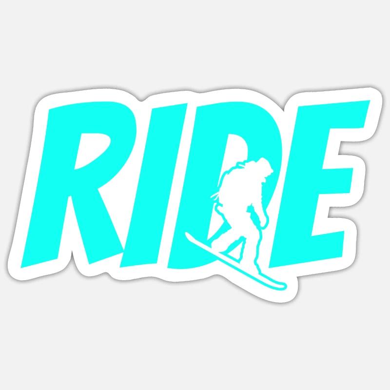 RIDE SNOWBOARDER - Sticker taille S (10 x 10 cm) - blanc mat