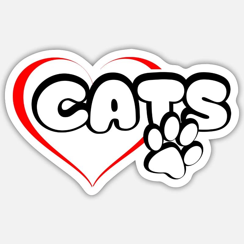 Les chats adorent le chat Chat Chat gueule de bois - Sticker taille S (10 x 10 cm) - blanc mat