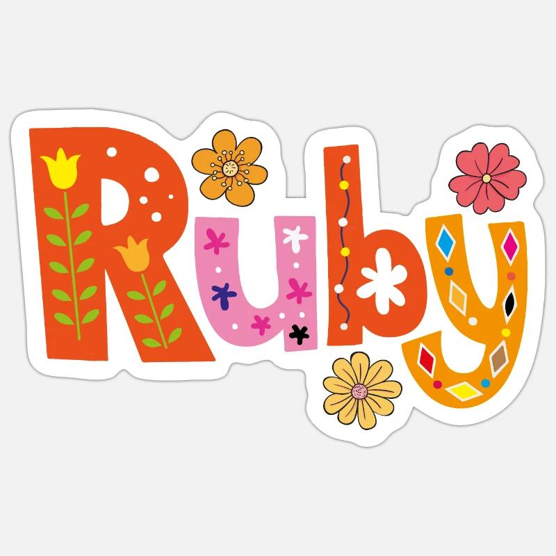 Personalisierter Ruby-Name - Sticker Größe S (10 x 10 cm) - Mattweiß